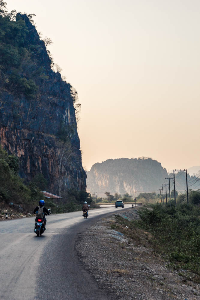 on the Motorcycle on the Thakhek loop, Laos